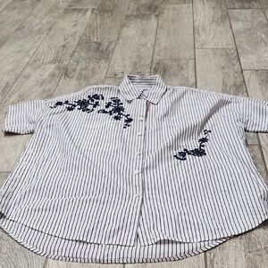 Madewell Black and White Striped Button Down Shirt